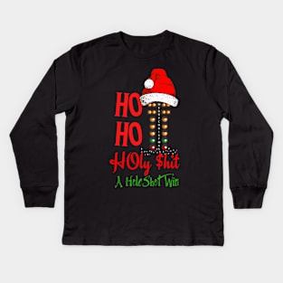 Ho Ho Holy $hit A HoleShot Win Drag Racing Merry Christmas Tree Funny Kids Long Sleeve T-Shirt